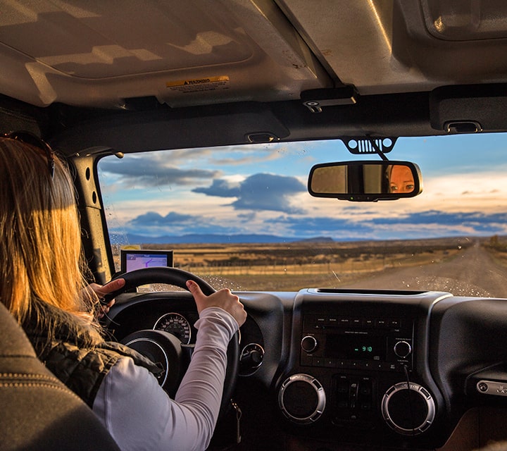 Specially equipped Jeep® for satellite navigation on a Patagonia Overland Safari