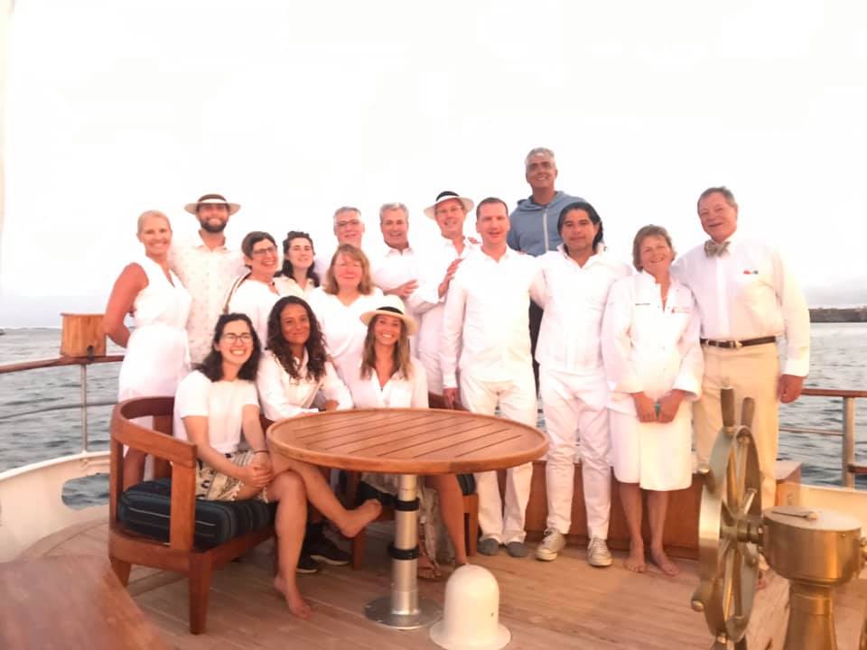 A group chartering the Grace Yacht for a week in the Galapagos Islands
