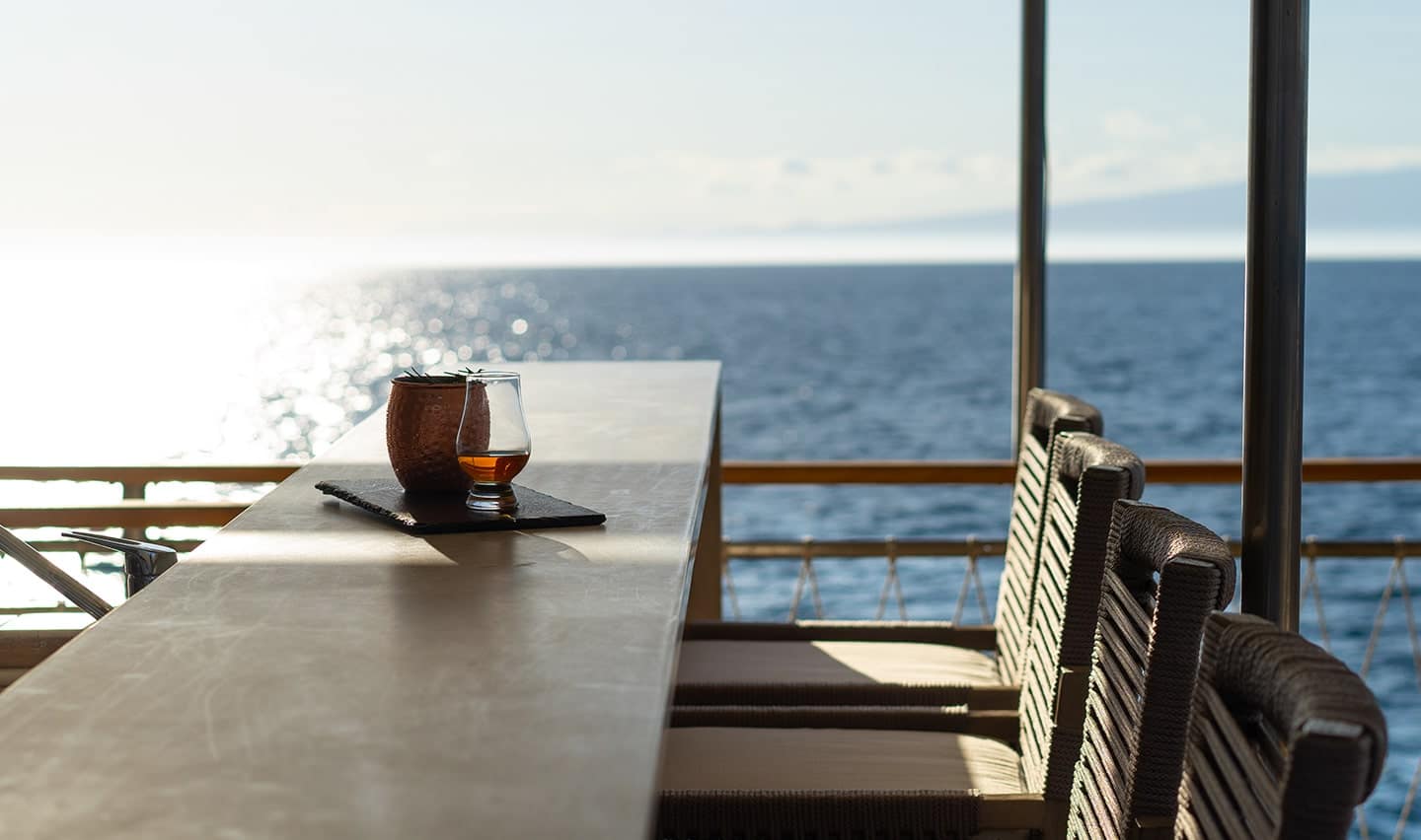 Ocean-view of a Galapagos Sunset from Grace Yacht bar