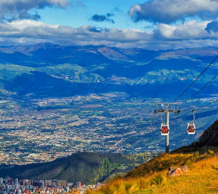 Aerial tram overlooking Pichincha Volcano